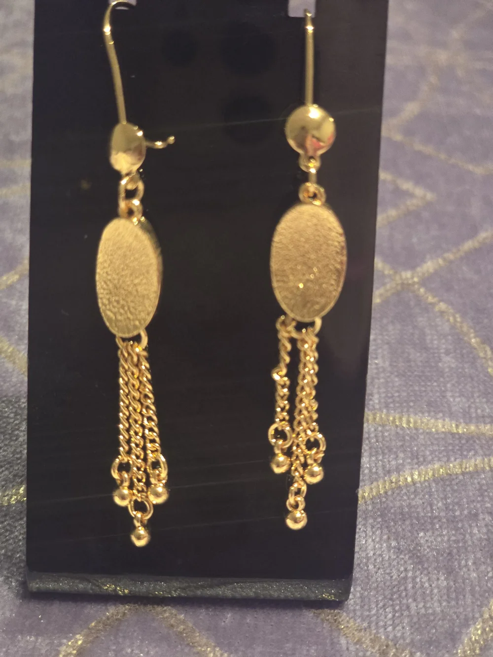 22 kgp Dubai Jewelry Gold Drop Chain Tassel Earrings - Elegant Women’s Jewelry